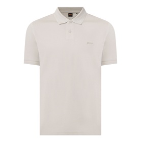 Hugo Boss Orange light beige cotton polo shirt with ribbed collar, two-button placket and tonal embroidered logo