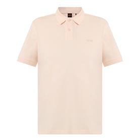 Hugo Boss Orange polo shirt in light pastel orange, short sleeves, three-button placket, tonal embroidered logo, 100% cotton piqu&eacute;