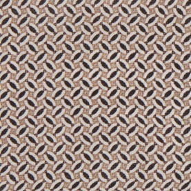 Hugo Boss medium beige silk pocket square with dark navy oval geometric repeat pattern, 100% silk