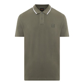 Hugo Boss Orange Passerford Tipped Logo Polo Shirt in Bright Green with white tipped collar, two-button placket and tonal logo badge