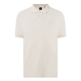 Hugo Boss Orange light beige cotton polo shirt with ribbed collar, three-button placket and short sleeves