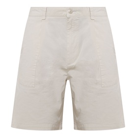 Hugo Boss Orange light beige cotton shorts with front patch pockets and zip fly, relaxed fit with clean pressed finish