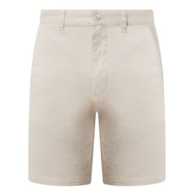 Hugo Boss Orange light beige cotton chino shorts with belt loops, slash pockets, and button fastening