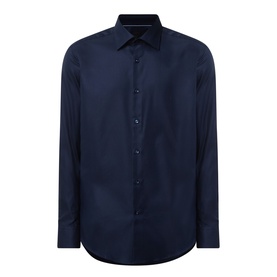 Hugo Boss Hank K Single-Cuff Shirt in dark blue, spread collar, long sleeves, front button fastening, slight sateen finish, curved hem