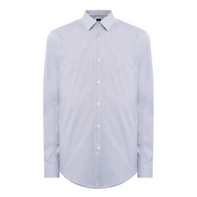 Hugo Boss dark blue stripe slim fit formal shirt, single cuff, spread collar, long sleeves, cotton blend