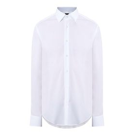 Hugo Boss Joe Classic Shirt in white, Kent collar, long sleeves, button-front placket, round cuffs, curved hem, stretch cotton fabric