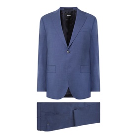 Hugo Boss Jeckson Single-Breasted Two-Piece Suit in light pastel blue, notched lapels, button fastening, flap pockets, flat-front trousers