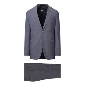 Hugo Boss Huge Two-Piece Suit in light pastel blue, single-breasted notch lapel jacket with slim-leg trousers, textured virgin wool finish