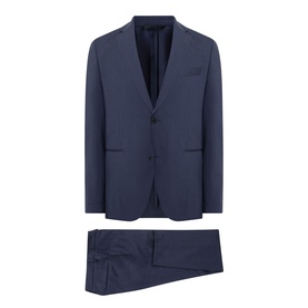Hugo Boss Huge Two-Piece Suit in dark blue, single-breasted jacket with notch lapel, chest pocket, paired with slim-leg trousers