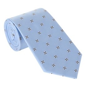 Hugo Boss Jacquard Print Tie in light blue with small floral jacquard pattern, wide blade and pointed tip