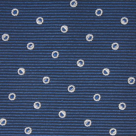 Hugo Boss Jacquard Print Tie in dark blue with tonal stripe weave and scattered white circle dot pattern