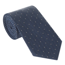 Hugo Boss Jacquard Print Tie in light pastel blue, wide blade with pointed tip, micro-dot jacquard pattern, lined, rolled display