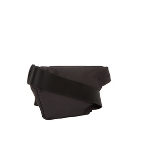 Hugo black polyamide bum bag with wide diagonal strap, silver-tone clip fastening and structured rectangular silhouette