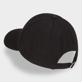 Hugo black cotton cap, rear view showing structured crown, curved brim and silver adjustable buckle fastening