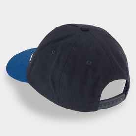 Hugo cap in Open Blue, navy crown with blue brim, structured fit, adjustable back strap, 100% cotton
