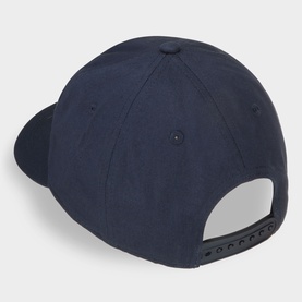 Hugo dark blue cotton cap, rear view showing adjustable snap-back fastening and structured flat brim