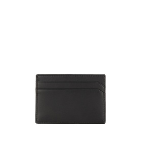 Hugo black leather cardholder, reverse view showing smooth finish and card slots along the bottom edge