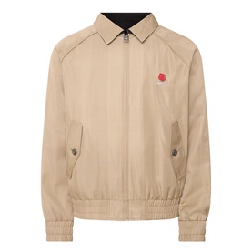 Hugo medium beige casual jacket with zip fastening, elasticated hem, side pockets and small red logo embroidery on chest