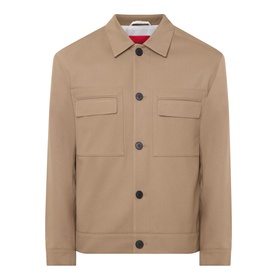 Hugo Juliano Pocket Jacket in beige, collared neckline, button fastening, twin chest pockets and patch pockets