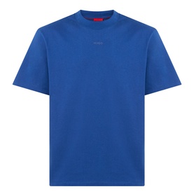 Hugo Dapolino Logo T-Shirt in Open Blue, crew neck, short sleeves, straight hem, small logo detail at chest, 100% cotton