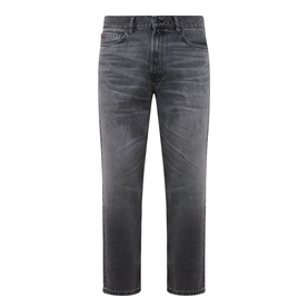 Hugo 3049 jeans in silver grey washed denim, straight leg with five-pocket styling and subtle fading detail