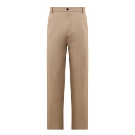 Hugo Craysohne263 Straight Leg Trousers in Beige Overflow, mid-rise with front pleats, belt loops, and concealed button fastening