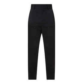 Hugo black tapered trousers in wool-blend fabric, featuring a high waist, belt loops, and slim leg silhouette
