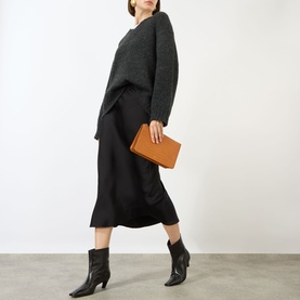 Threefold Croco-Embossed Clutch