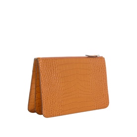 Threefold Croco-Embossed Clutch
