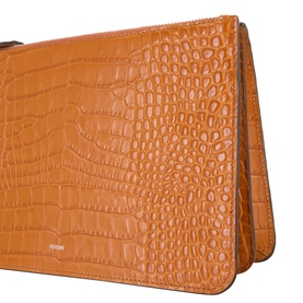 Threefold Croco-Embossed Clutch