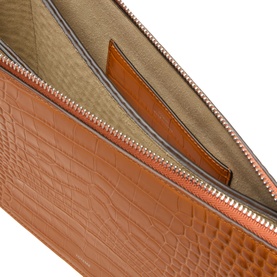 Threefold Croco-Embossed Clutch