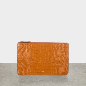 Threefold Croco-Embossed Clutch