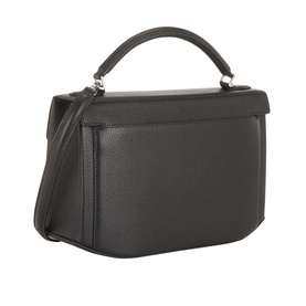 Clip Grained Leather Top Handle Bag
