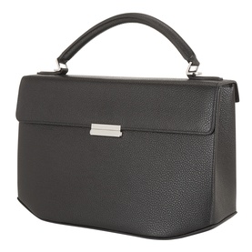 Clip Grained Leather Top Handle Bag