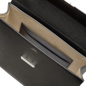 Clip Grained Leather Top Handle Bag