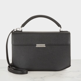 Clip Grained Leather Top Handle Bag