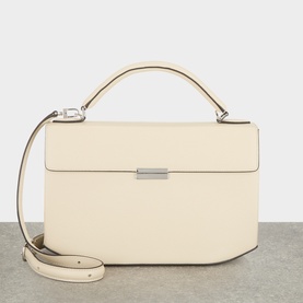 Clip Grained Leather Top Handle Bag