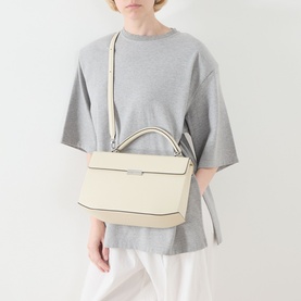 Clip Grained Leather Top Handle Bag