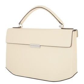 Clip Grained Leather Top Handle Bag