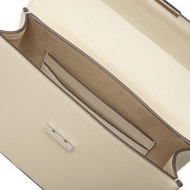Clip Grained Leather Top Handle Bag