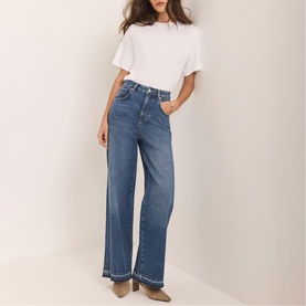 Ankle Length Wide Leg Jeans