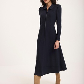 Textured Zip Flared Dress