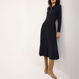 Textured Zip Flared Dress