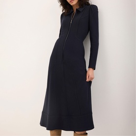 Textured Zip Flared Dress
