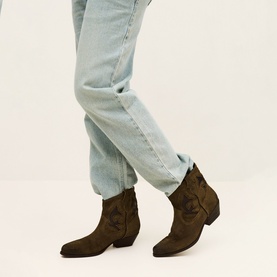 Curtis Suede Cowboy Ankle Boots