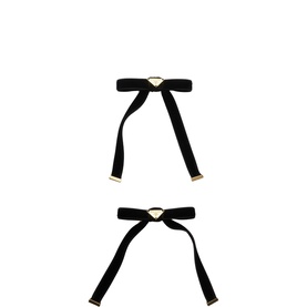 Triangle Logo Velvet Bow Hair Clip, Set of Two