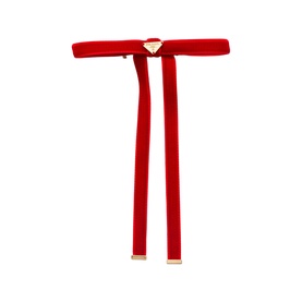 Triangle Logo Velvet Bow Hair Clip