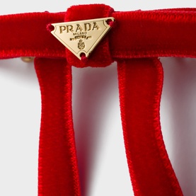 Triangle Logo Velvet Bow Hair Clip