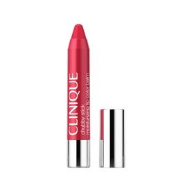 Clinique Chubby Stick Moisturising Lip Colour Balm in Chunky Cherry, chunky red-pink twist-up crayon with silver cap, 3g