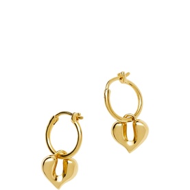 Molten Heart Charm Hoop Earrings